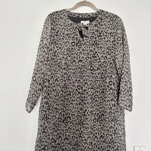 Loft Leopard Print Tunic Dress Petite Small Fully Lined In Excellent Condition